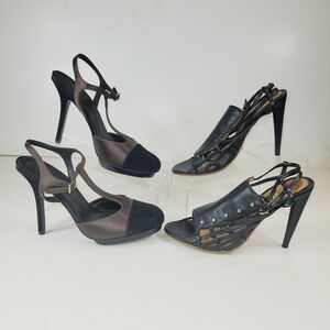 Tory Burch LAMB Black and Brown Heels Women Sandals Size 9.5 M